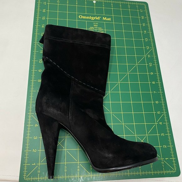 Christian Dior Dress Boots 38.5 8 Black Suede Bow Round Toe Party High Heel Shoe - Picture 9 of 11